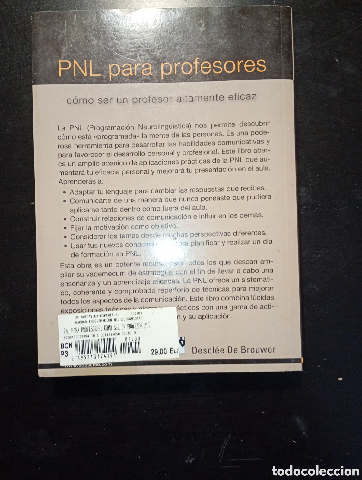 Libros de segunda mano: PNL para profesores (DESCL&Eacute;E) - Foto 2