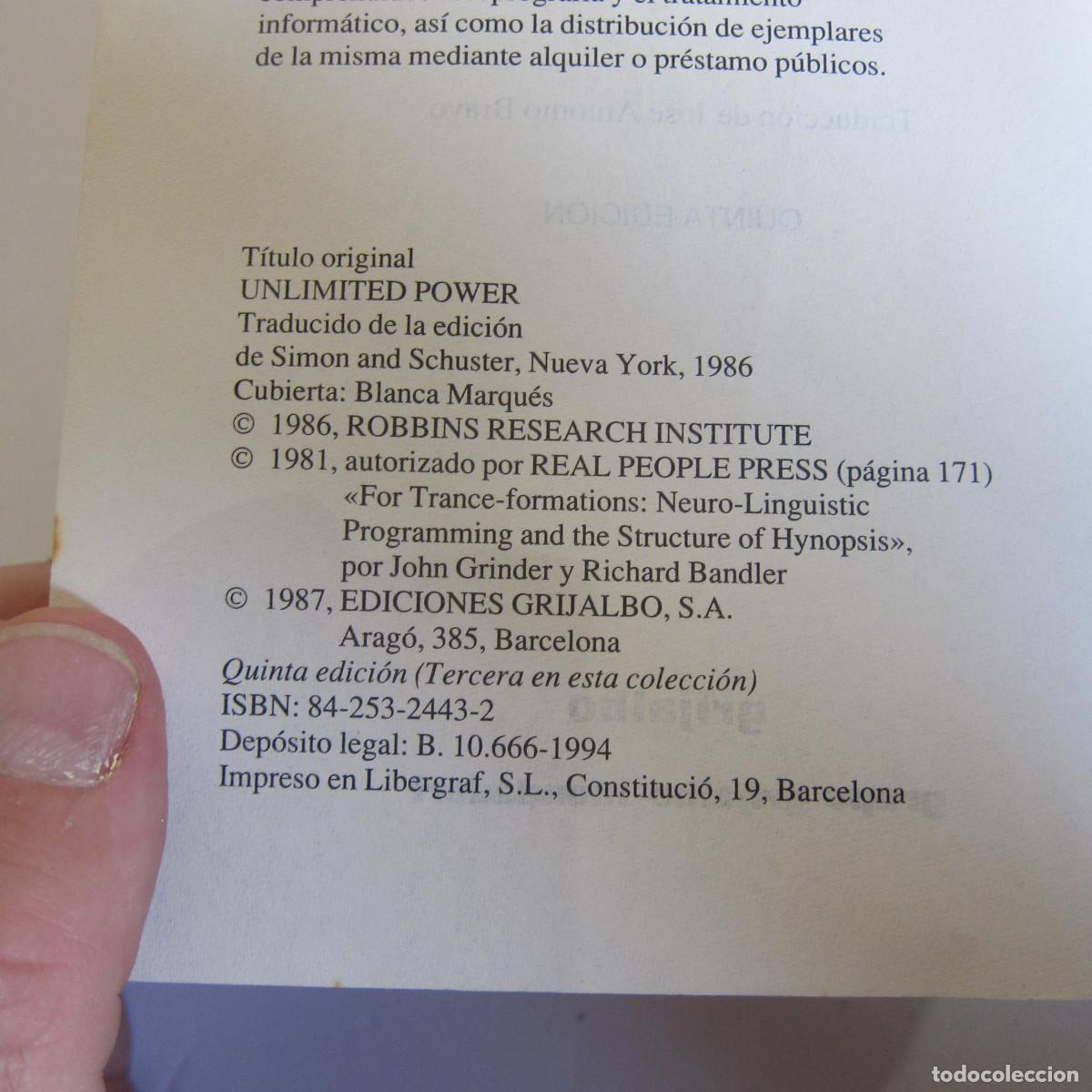Libros de segunda mano: PODER SIN L&Iacute;MITES - ANTHONY ROBBINS (GRIJALBO) MANUAL AUTOAYUDA - Foto 5