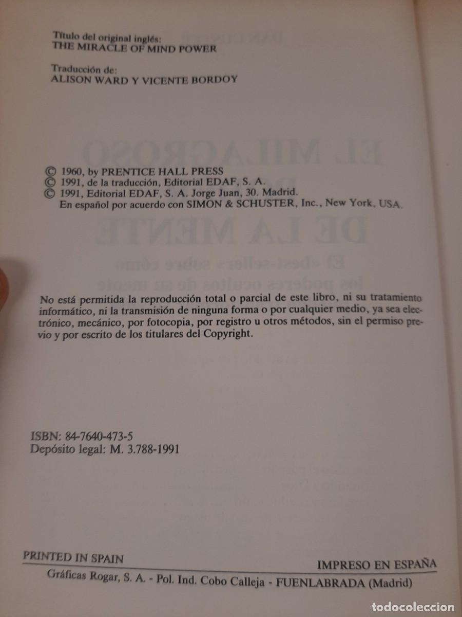 Libros de segunda mano: El milagroso poder de la mente - DAN CUSTER - Edaf, 1991 - Foto 4