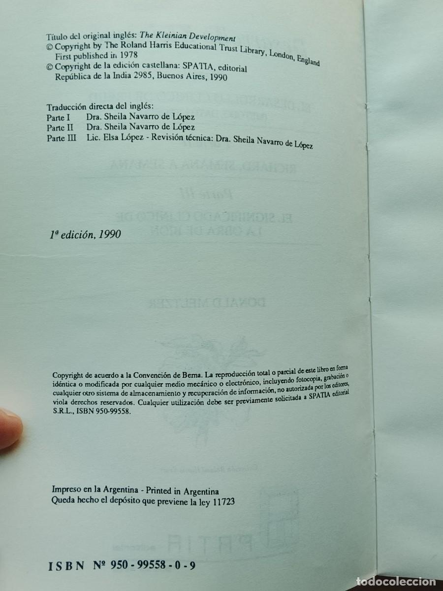 Libros de segunda mano: Desarrollo kleiniano, Donald Meltzer - Foto 2