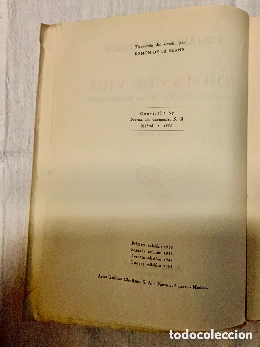 Libros de segunda mano: Formas de vida. Eduardo Spranger. 1954 - Foto 4