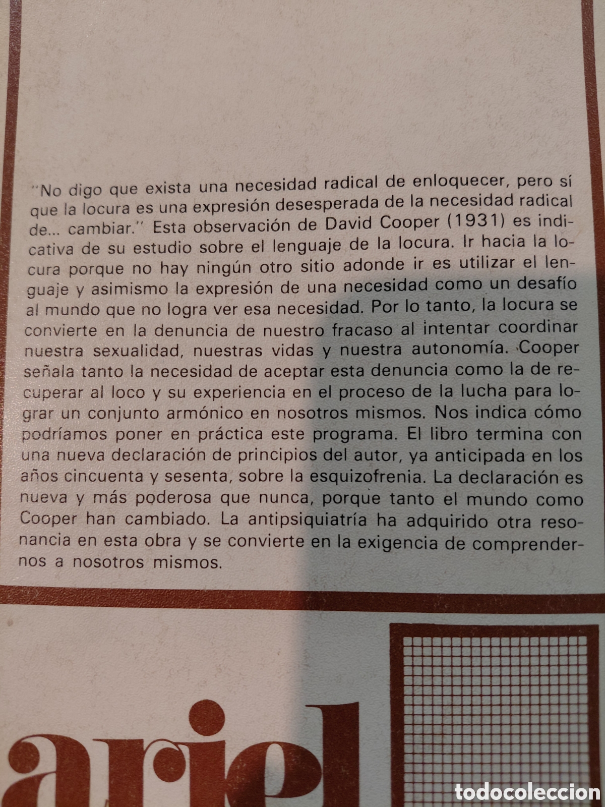 Libros de segunda mano: David Cooper. El lenguaje de la locura - Foto 2
