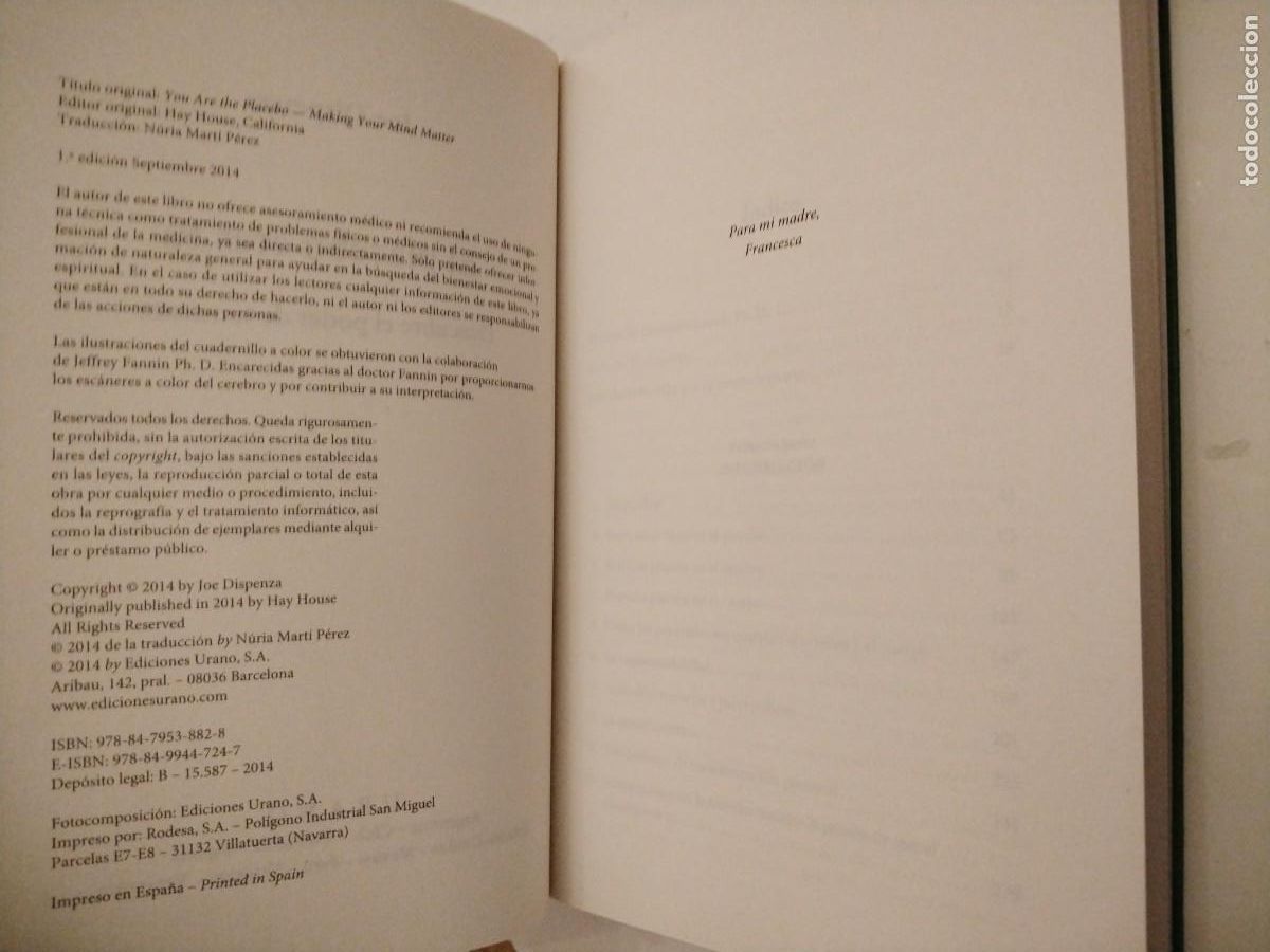 Libros de segunda mano: El placebo eres t&uacute; -Joe dispenza -descubre el poder de tu mente - Foto 5