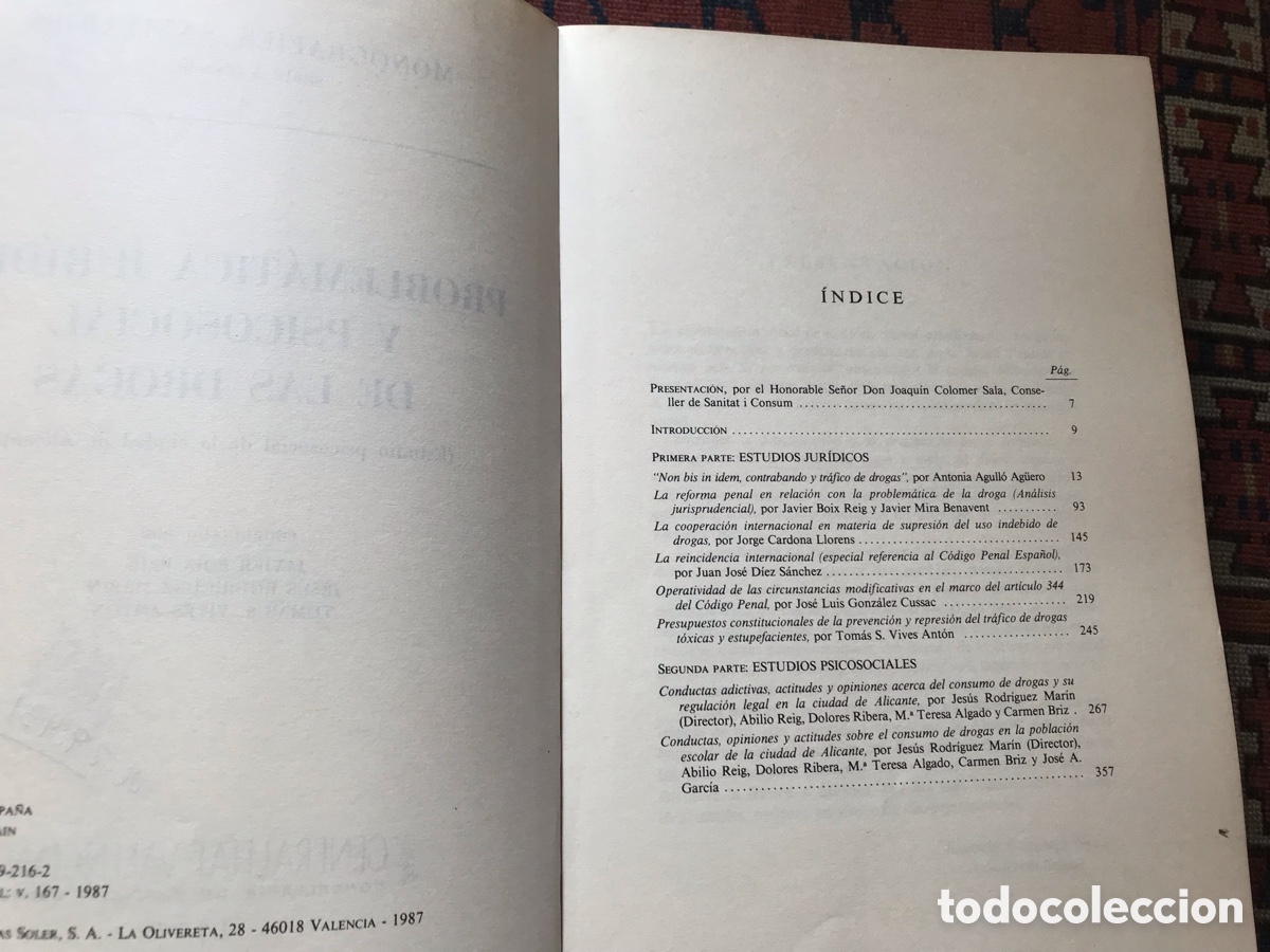 Libros de segunda mano: Problem&aacute;tica jur&iacute;dica y psicosocial de las drogas. Monograf&iacute;as - Foto 4