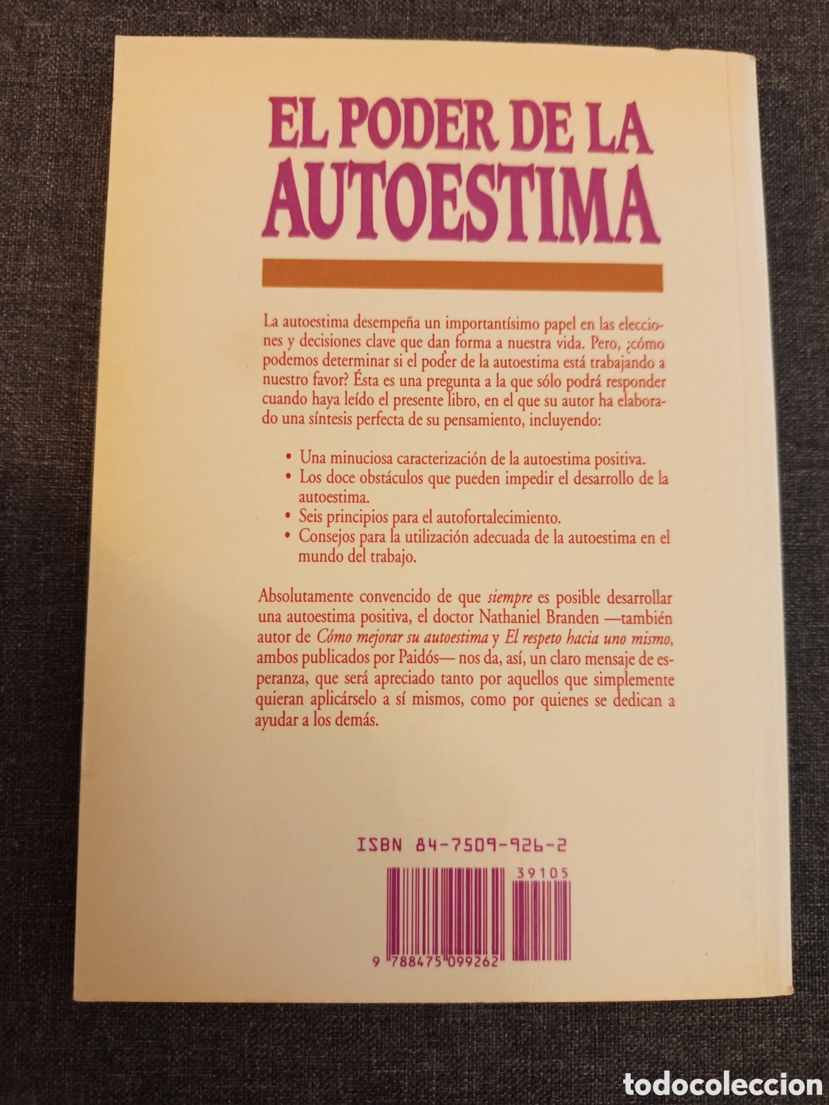 Libros de segunda mano: EL PODER DE LA AUTOESTIMA (NATHANIEL BRANDEN) - Foto 4