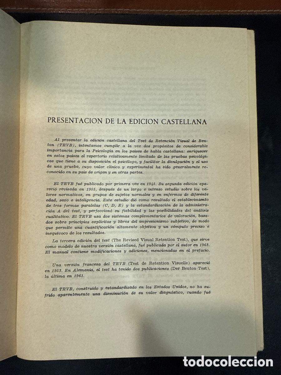 Libros de segunda mano: BENTON, Arthur L. Test de retenci&oacute;n visual - Foto 2