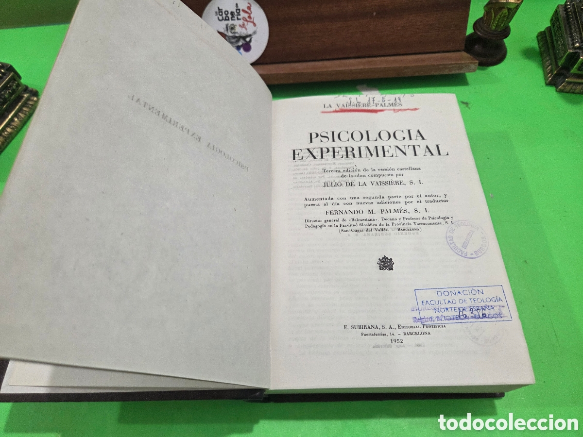 Libros de segunda mano: &rdquo;&rdquo;PSICOLOG&Iacute;A EXPERIMENTAL&rdquo;&rdquo;..LA VAISSIERE-PALM&Eacute;S...1952...