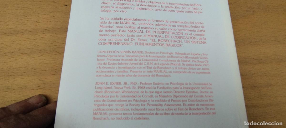 Libros de segunda mano: MANUAL DE INTERPRETACION DEL RORSCHACH / EXNER-SENDIN / KARA 9 / PSIMATICA - Foto 6