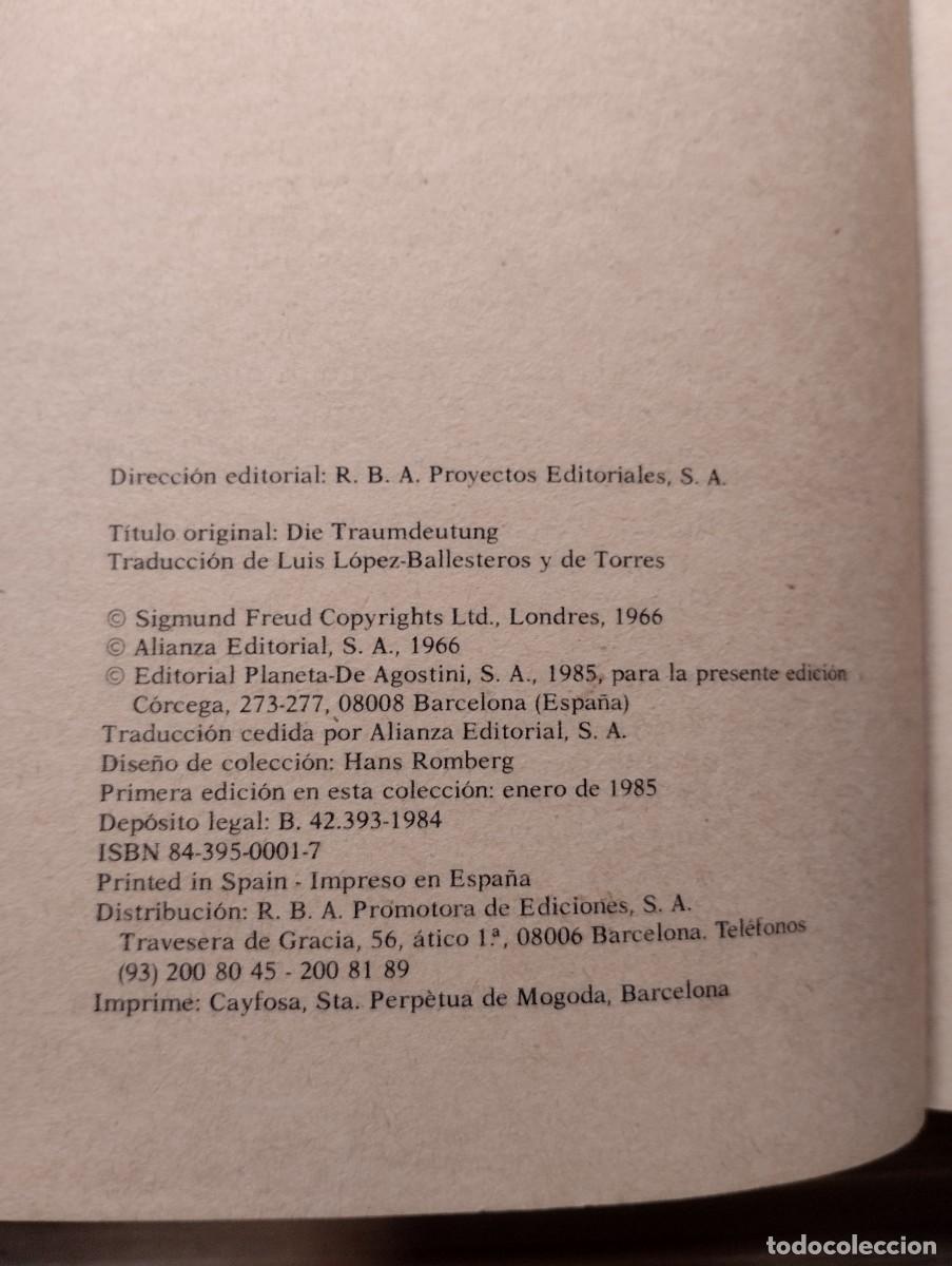 Libros de segunda mano: Libro La Interpretaci&oacute;n de Los Sue&ntilde;os de Sigmund Freud. Ed. Planeta Agostini - Foto 3