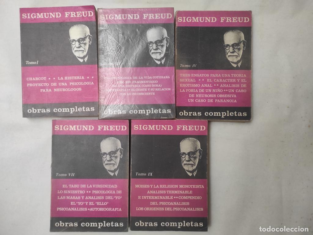 Libros de segunda mano: lote 5 libros SIGMUND FREUD obras completas Biblioteca Nueva 1975 , tomos I III IV VII y IX,