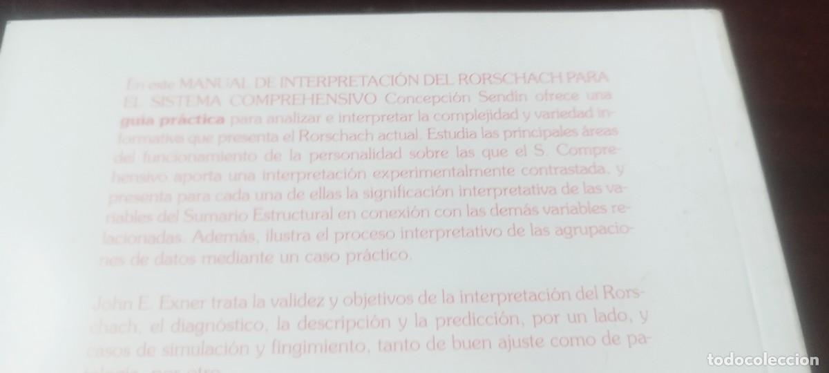 Libros de segunda mano: MANUAL INTERPRETACION RORSCHACH / EXNER-SENDIN / KARA36 / PSIMATICA - Foto 5