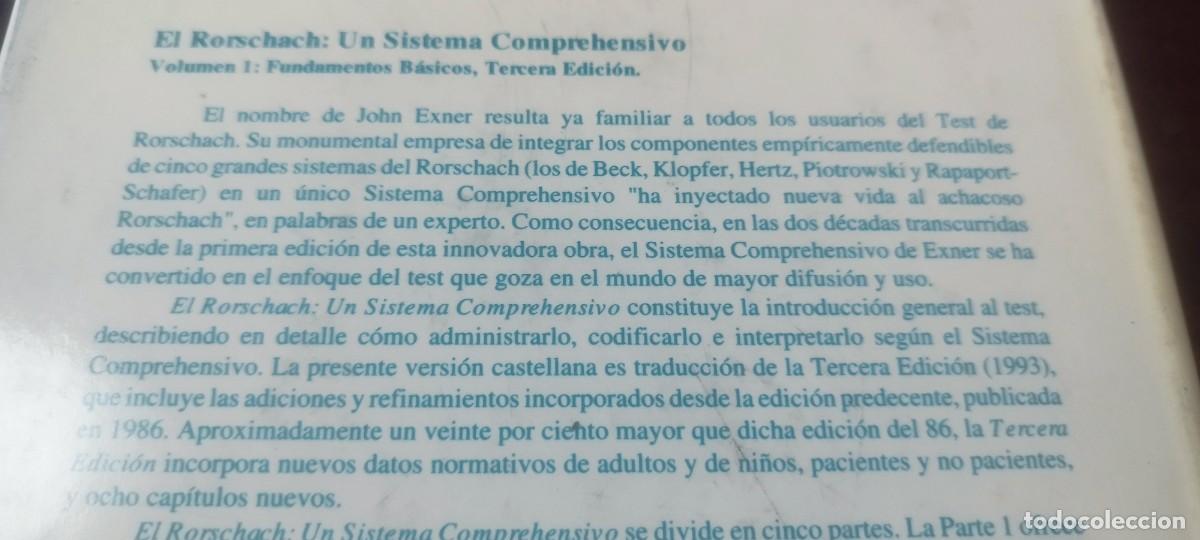 Libros de segunda mano: EL RORSCHACH (I) FUNDAMENTOS BASICOS / EXNER / KARA36 / PSIMATICA - Foto 6