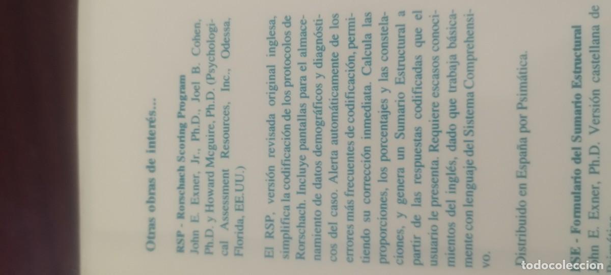Libros de segunda mano: EL RORSCHACH (I) FUNDAMENTOS BASICOS / EXNER / KARA36 / PSIMATICA - Foto 10