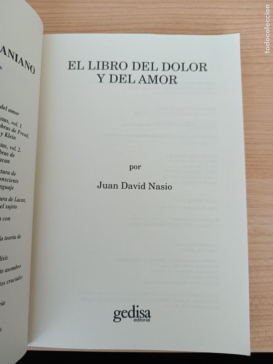 Libros de segunda mano: El libro del dolor y del amor - Juan David Nasio. Gedisa - Foto 4
