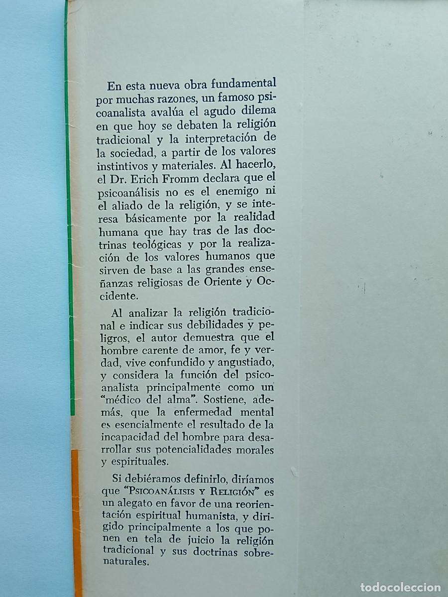 Libros de segunda mano: Psicoan&aacute;lisis y religi&oacute;n Erich Fromm - Foto 2