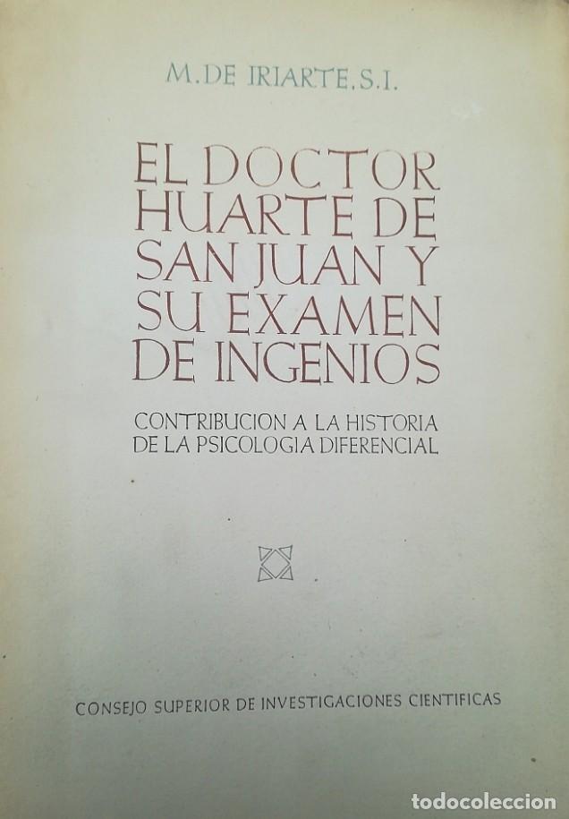 Libros de segunda mano: El doctor Huarte de San Juan y su examen de ingenios. Ed. 1948