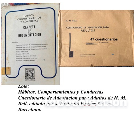 Libri di seconda mano: Lote:1.H&aacute;bitos,Comportamientos y Conductas 2. Cuestionario de Adaptaci&oacute;n para Adultos de H. M. Bell