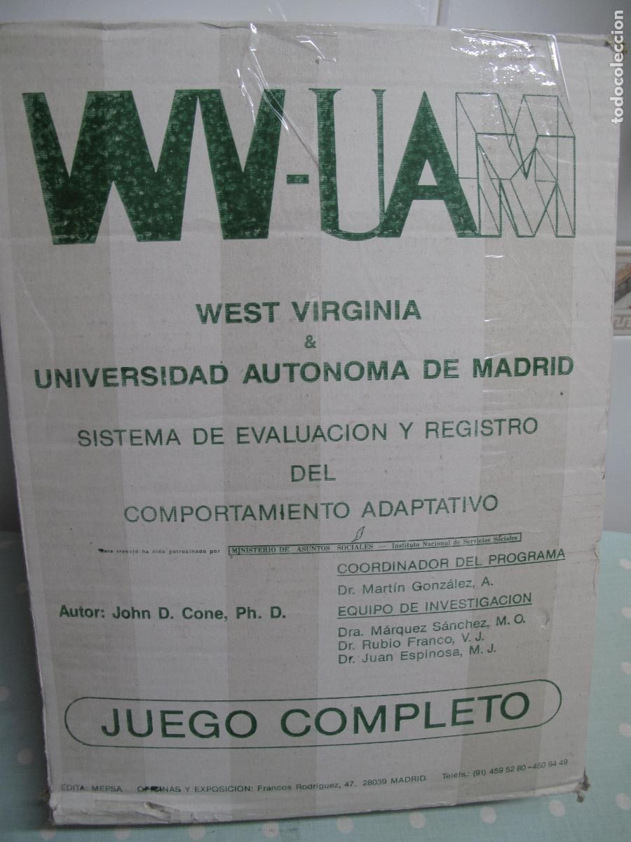 Libros de segunda mano: TEST WEST VIRGINIA - SISTEMA DE EVALUACI&Oacute;N Y REGISTRO DEL COMPORTAMIENTO ADAPTATIVO.- COMPLETO-