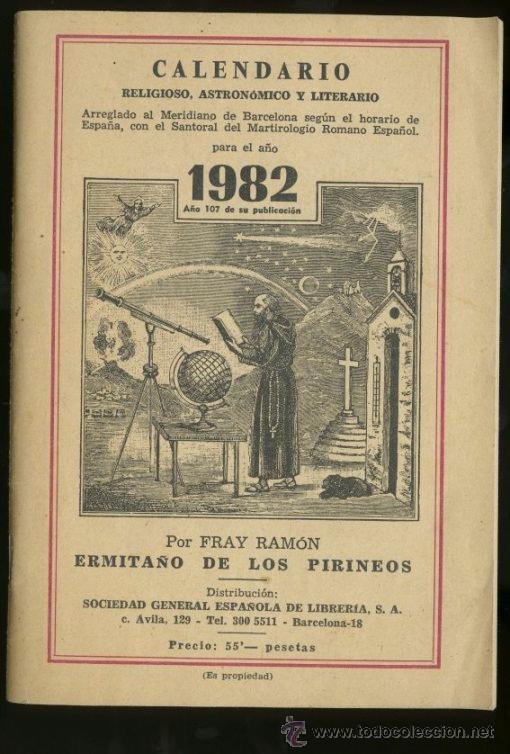 Libros de segunda mano: CALENDARIO RELIGIOSO, ASTRON&Oacute;MICO Y LITERARIO PARA EL A&Ntilde;O 1982