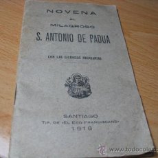 Libros de segunda mano: GALICIA - NOVENA AL MILAGROSO SAN ANTONIO DE PADUA - SANTIAGO DE COMPOSTELA 1918 CORREOS 2.8€