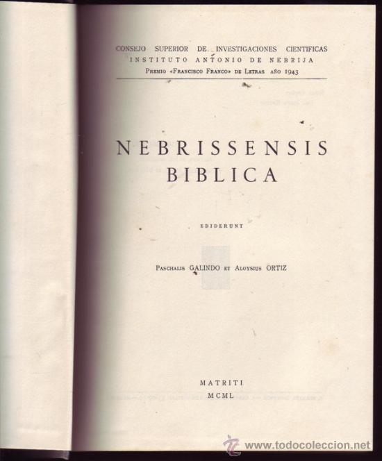 Libri di seconda mano: NEBRISSENSIS BIBLICA (II). Premio Francisco Franco de Letras. A&ntilde;o 1943.