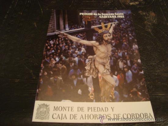 Libros de segunda mano: pregon de semana santa gaditana 1982 cadiz