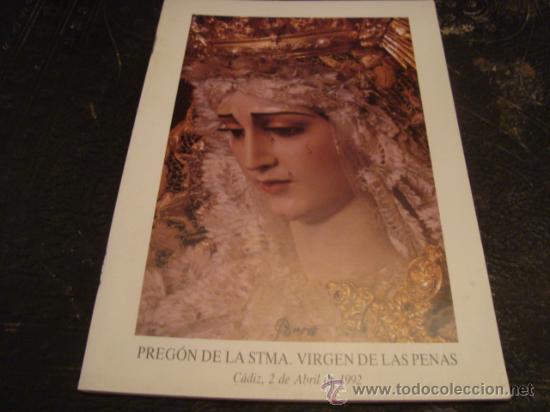 Libros de segunda mano: pregon semana santa 1992  cadiz , virgen de las penas