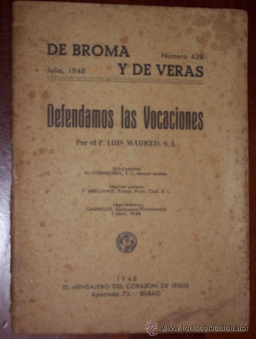 Libros de segunda mano: Defendamos las Vocaciones por el P. Luis Maiocco de El Mensajero del Coraz&oacute;n de Jes&uacute;s en Bilbao 1948
