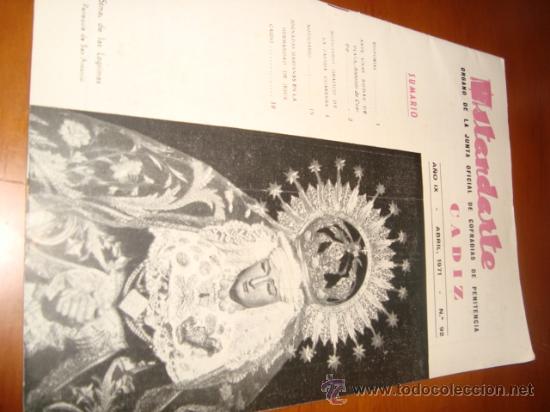 Libros de segunda mano: antigua revista estandarte, semana santa de cadiz, a&ntilde;o 1971 , numero 92 , virgen de las lagrimas