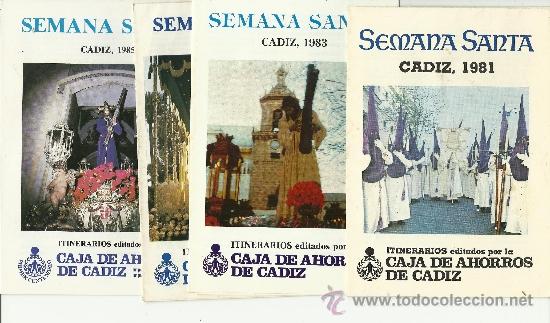 Libros de segunda mano: 4 itinerarios semana santa de cadiz a&ntilde;os 81,83,84,85.caja  de ahorros de cadiz