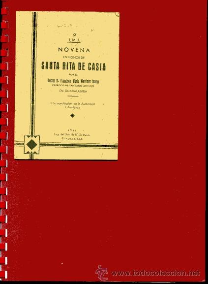 Libros de segunda mano: MARTINEZ MARIN, .,,NOVENA EN HONOR DE S&ordf; RITA DE CASIA 1941,Guadalajara