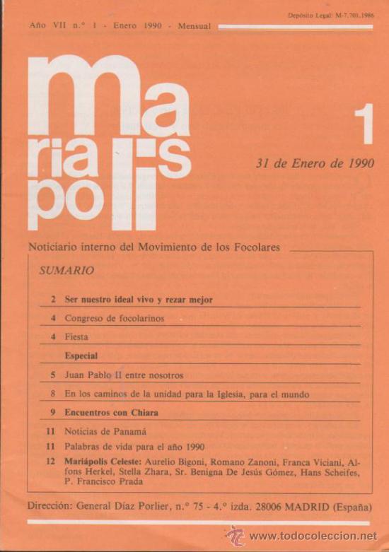 Libri di seconda mano: Mariapolis.Noticiario del Movimiento de los Focolares.Lote de 10 ejemplares (1986-90)