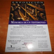 Libri di seconda mano: INVITACION EXPOSICION MEMORIA DE UN TESTIMONIO EL NAZISMO CONTRA LOS TESTIGOS DE JEHOVA WATCHTOWER. Lote 324559703