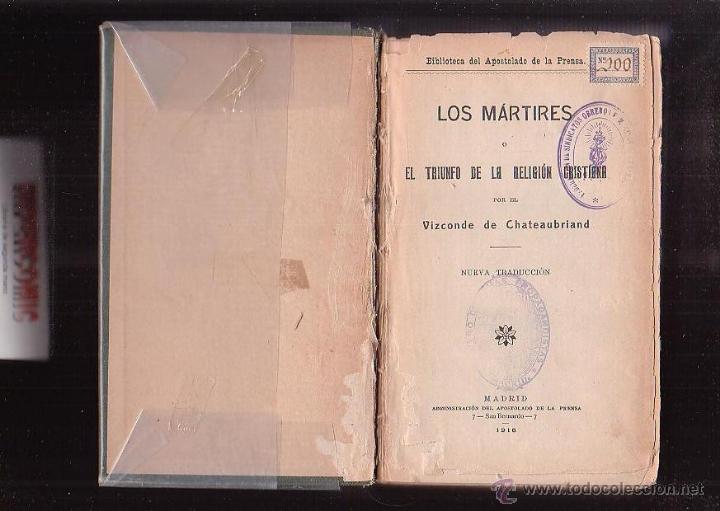 Gebrauchte B&uuml;cher: LOS M&Aacute;RTIRES O EL TRIUNFO DE LA RELIGI&Oacute;N CRISTIANA / VIZCONDE DE CHATEAUBRIAND -MADRID 1916