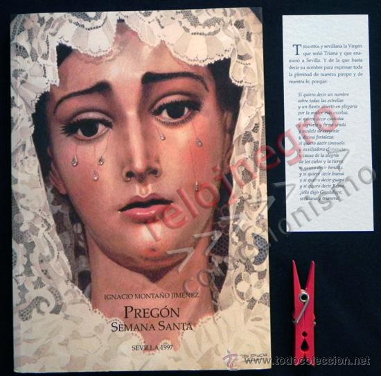 Libros de segunda mano: PREG&Oacute;N LA SEMANA SANTA SEVILLA A&Ntilde;O 1997 IGNACIO MONTA&Ntilde;O HDAD. DE LAS AGUAS RELIGI&Oacute;N CRISTIANA LIBRO