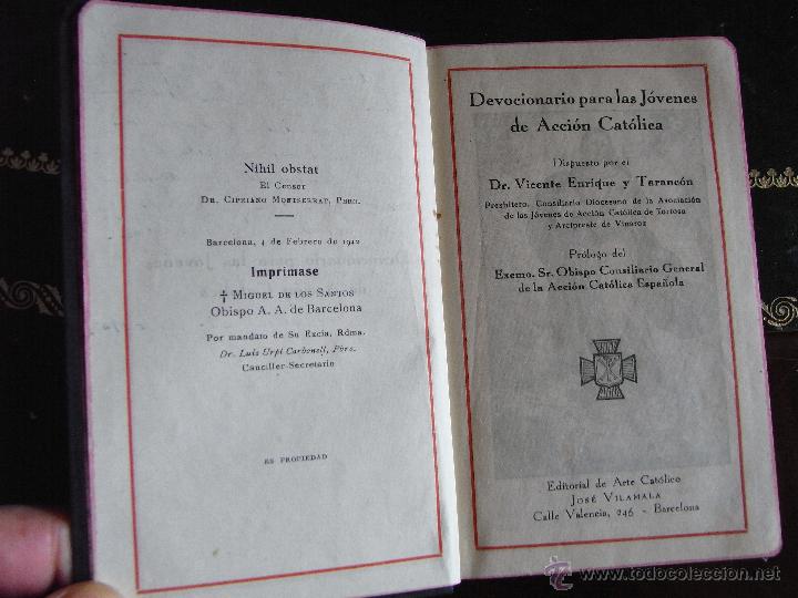 Libros de segunda mano: Devocionario para las J&oacute;venes de Acci&oacute;n Cat&oacute;lica. Dr. Vicente Enrique Taranc&oacute;n.