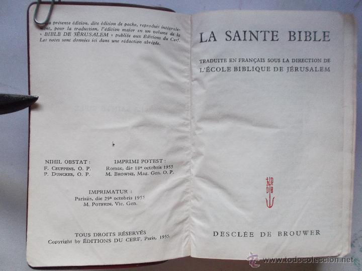Libros de segunda mano: LA SAINTE BIBLE - FRANCES. 1955. - Foto 2
