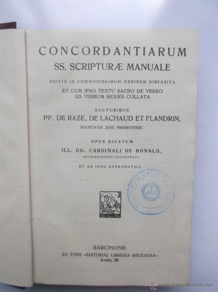 Libros de segunda mano: CONCORDANTIARUM SS. SCRIPTURAE MANUALES - 1958. - Foto 1