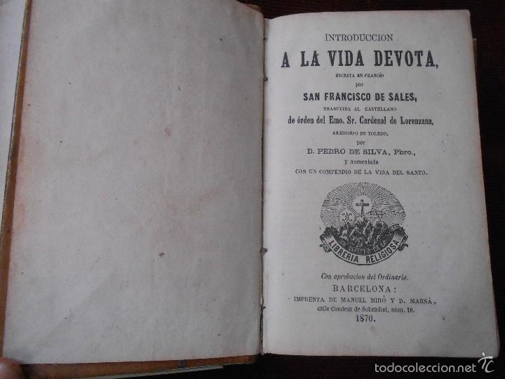 Libros de segunda mano: Introducci&oacute;n   A  LA  VIDA  DEVOTA  -San Francisco de Sales- 1870 - Foto 1