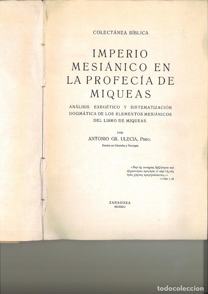 Second hand books: IMPERIO MESI&Aacute;NICO EN LA PROFEC&Iacute;A DE MIQUEAS. Antonio Gil Ulecia, Pbro.