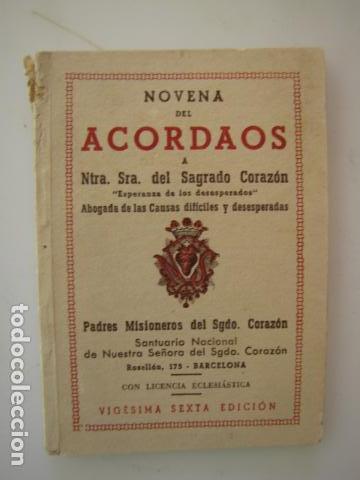Libros de segunda mano: Novena del Acordaos. Virgen del Sagrado coraz&oacute;n. Barcelona 26 edici&oacute;n
