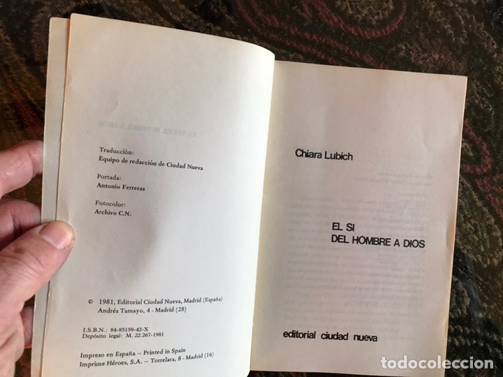 Libros de segunda mano: El s&iacute; del hombre a Dios. Chiara Lubich - Foto 3