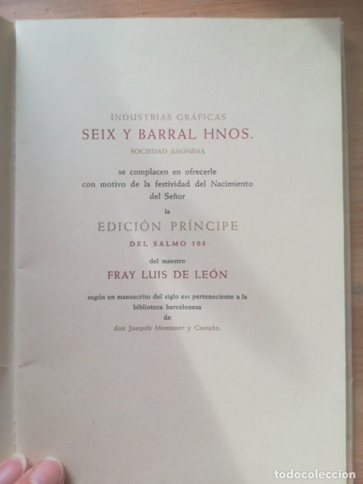 Libros de segunda mano: Fray luis de leon. Salmo 103, edicion principe - Foto 2