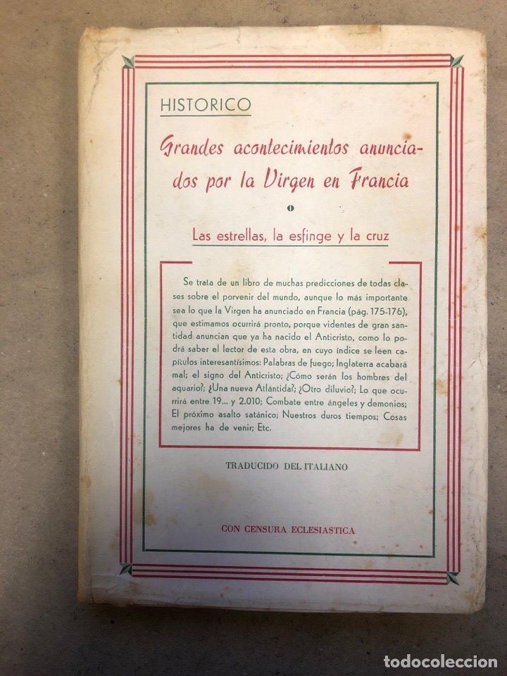 Second hand books: GRANDES ACONTECIMIENTOS ANUNCIADOS POR LA VIRGEN EN FRANCIA. NINO SALVANESCHI.EDICIONES STVDIVM 1958