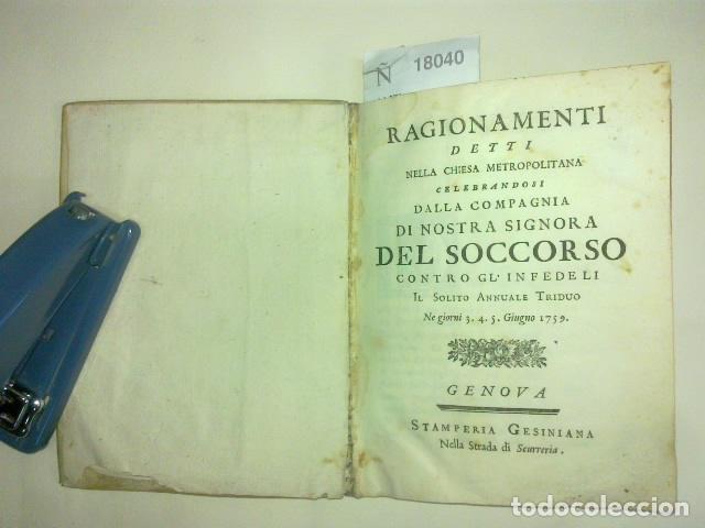 Livros em segunda m&atilde;o: AA.VV. - RAGIONAMENTI DETTI NELLA CHIESA METROPOLITANA CELEBRANDOSI DALLA COMPAGNIA DI NOSTRA SIGNOR