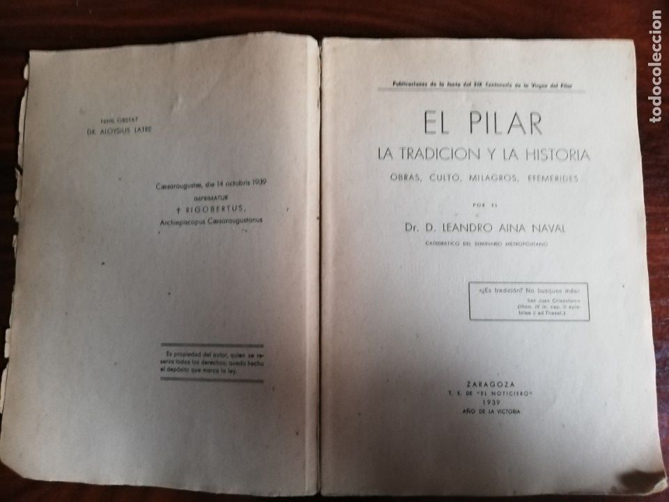 Libros de segunda mano: El Pilar, la tradici&oacute;n y la historia - Leandro Aina - Foto 4