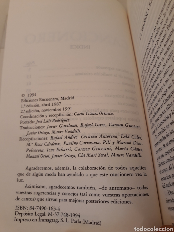 Libros de segunda mano: Cancionero. Encuentro editores. - Foto 5