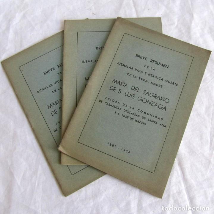 Gebrauchte B&uuml;cher: 3 libritos iguales vida Maria del Sagrario de San Luis Gonzaga, 1960, 19 pag.