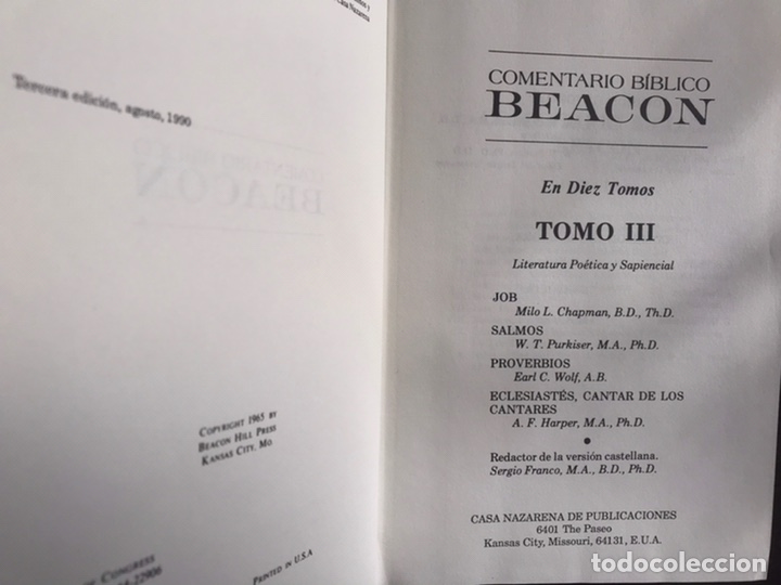 Libros de segunda mano: Comentario b&iacute;blico. Beacon. Tres tomos - Foto 5