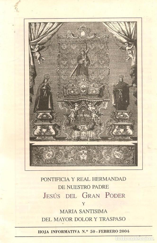 Libros de segunda mano: JES&Uacute;S DEL GRAN PODER. HOJA INFORMATIVA N&ordm; 50. FEBRERO 2004.  SEMANA SANTA DE SEVILLA. (P/C56)
